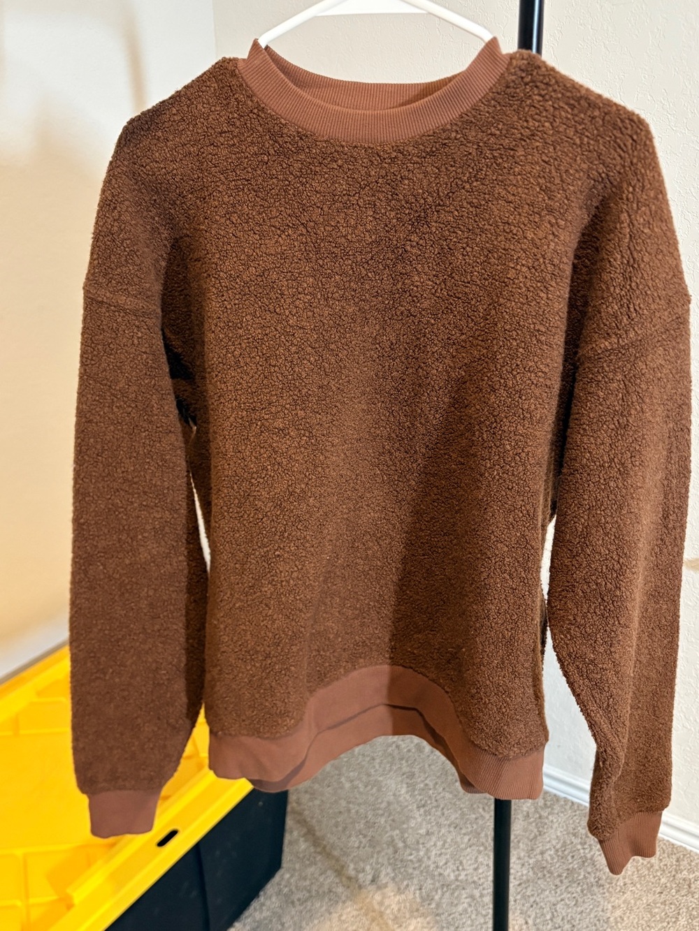 Outdoor Voices Wool Blend Brown Sherpa Crewneck